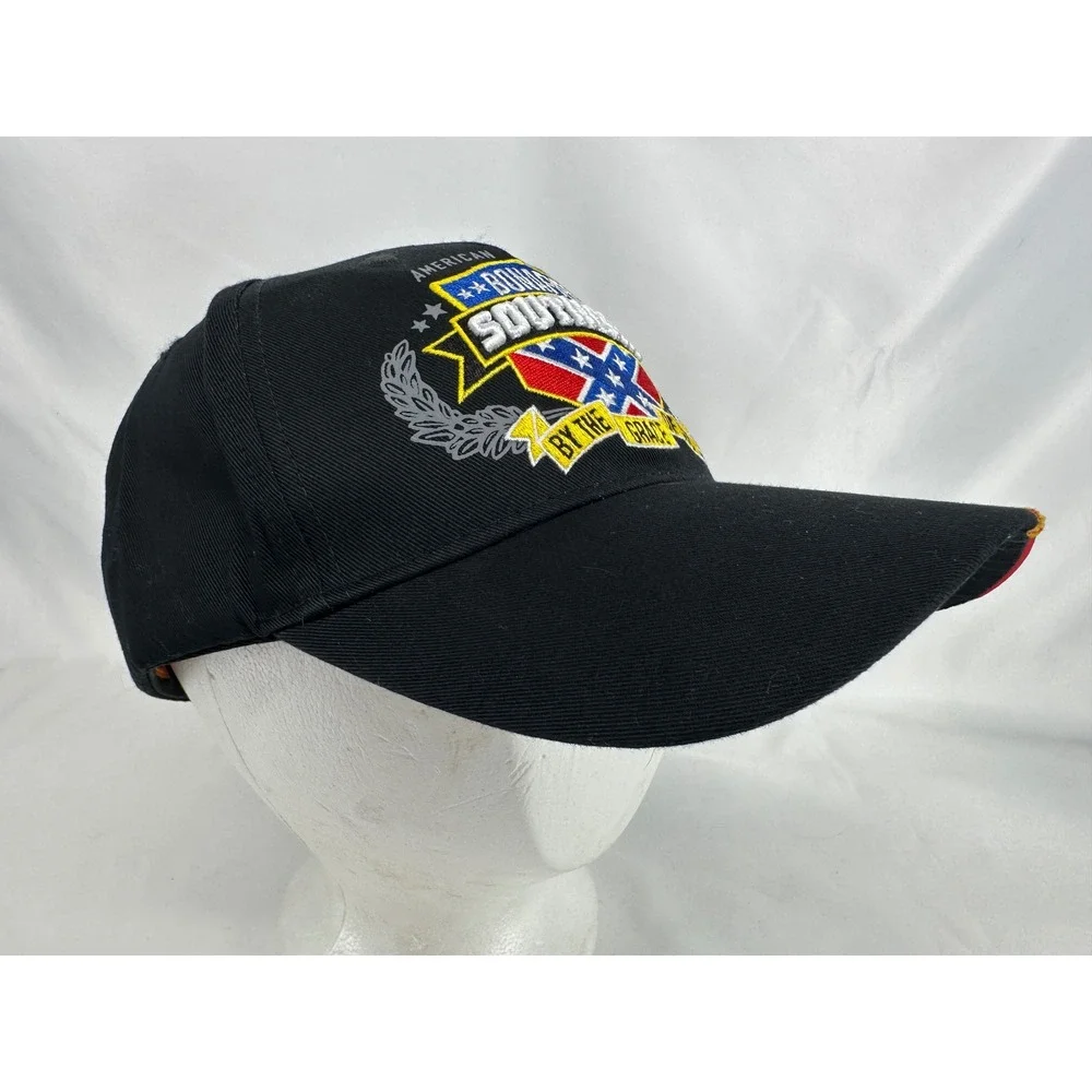 Double Down Hat Mens OSFM Black Bonafied Southern Flag Brim Cotton Cap BK3102